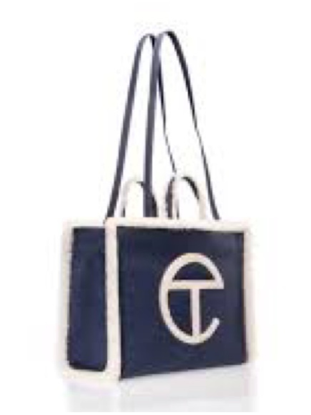 Telfar x UGG Large Shopper Navy Shearling-Trim Tote Bag - Picture 3 of 7